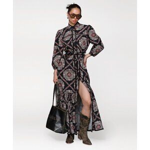 New Avec Les Filles Cotton Boho Print Maxi Dress Black 4, S $178